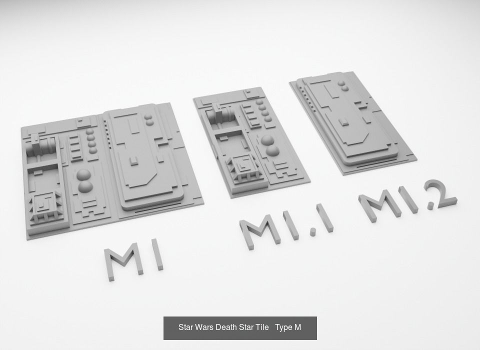 Death Star tiles 16x tiles to create Death Star surface 3D Model Collection_5