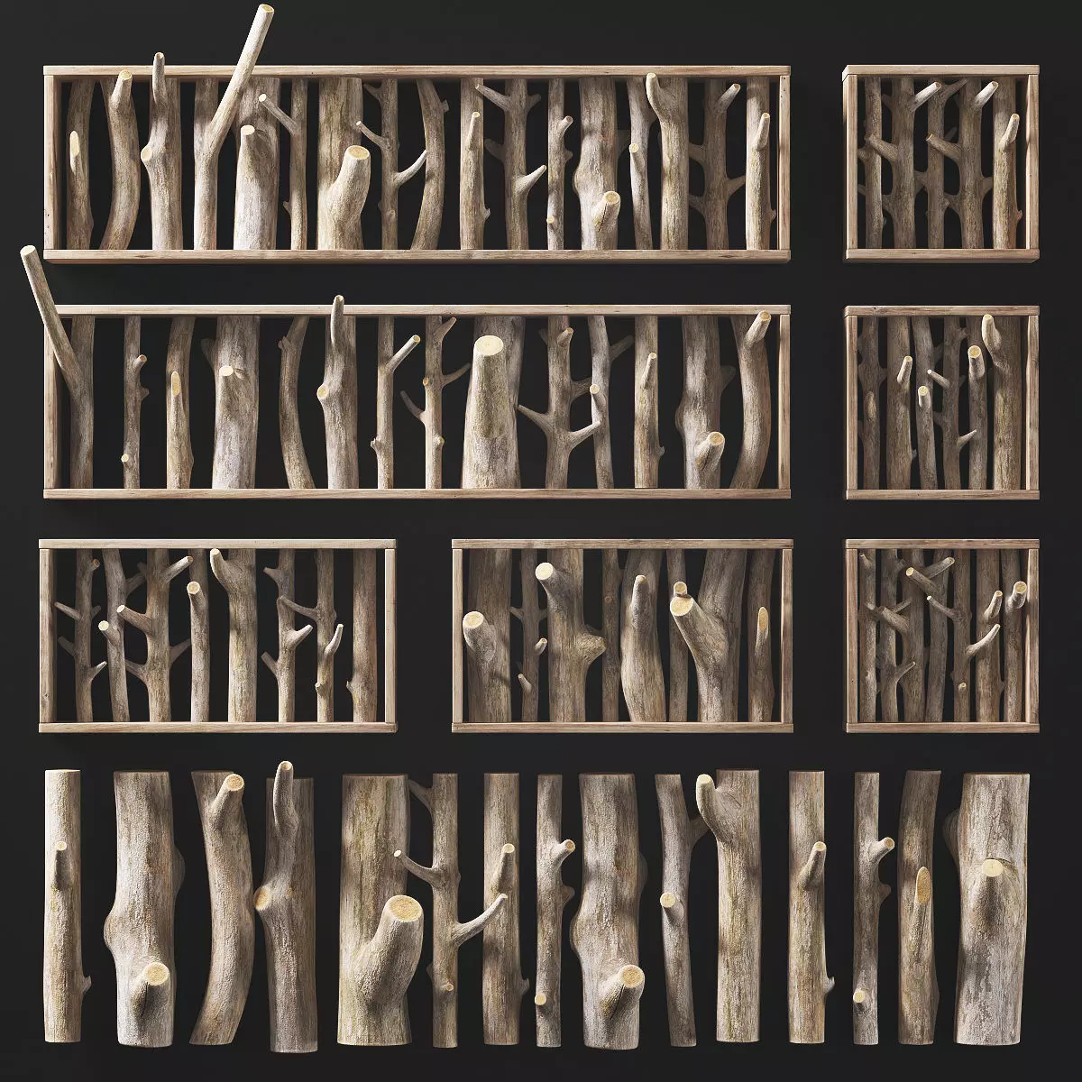 Log clear decor firewood 3D model_0