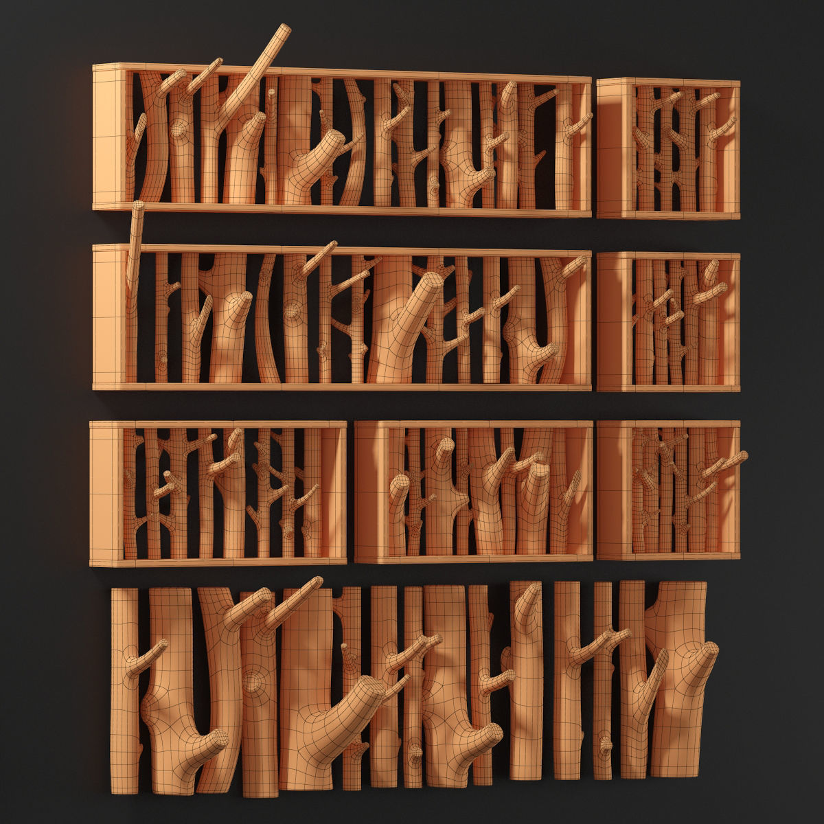 Log clear decor firewood 3D model_11