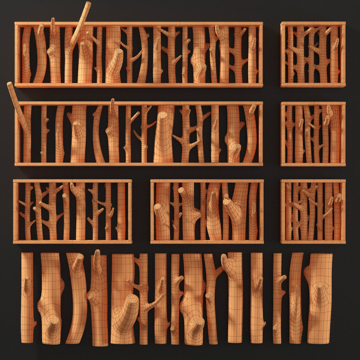 Log clear decor firewood 3D model_23