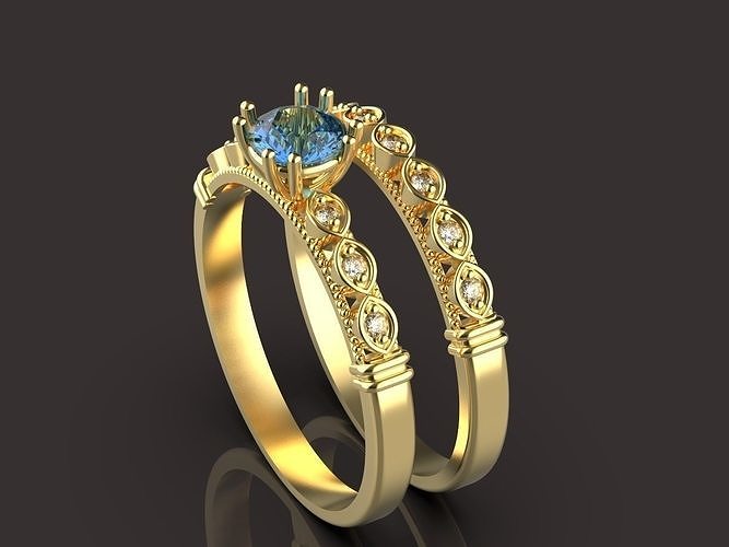 Engagement ring and back ring Silver Gold  Print 3D print model