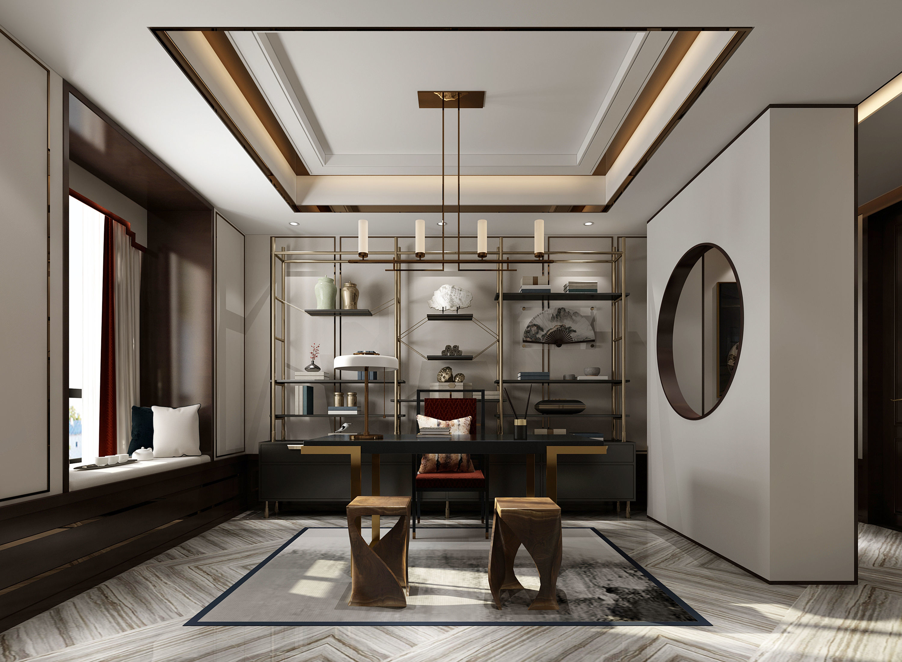 Chinese study room Desk 3D CGTrader