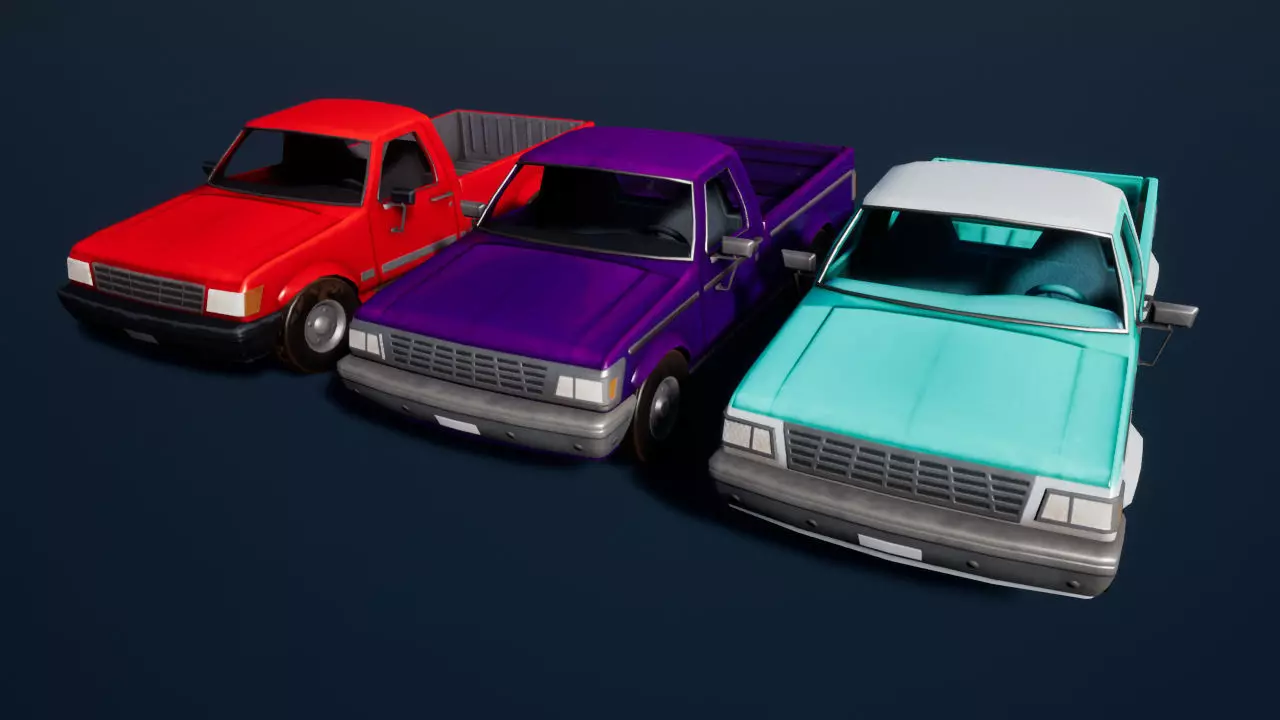 Pickup Truck Stylized Vehicle Low-poly 3D model_0