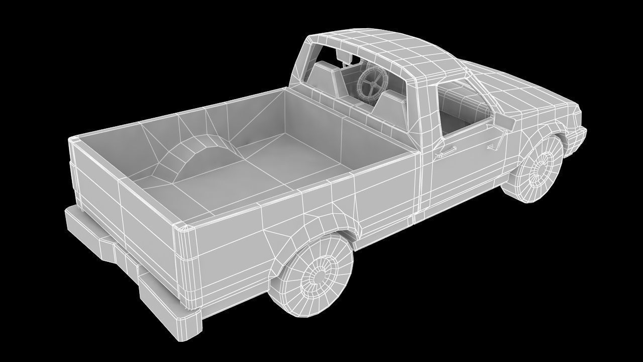 Pickup Truck Stylized Vehicle Low-poly 3D model_12