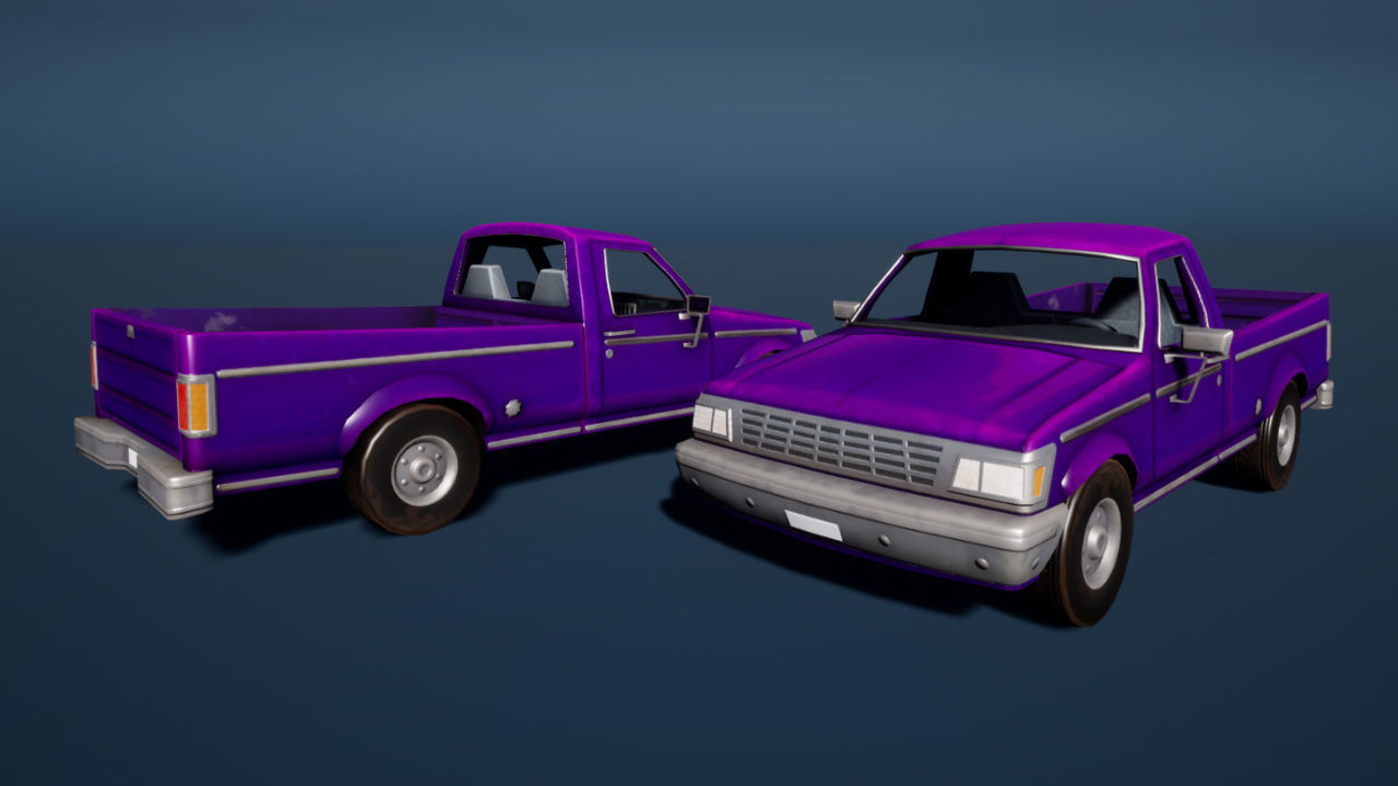 Pickup Truck Stylized Vehicle Low-poly 3D model_3