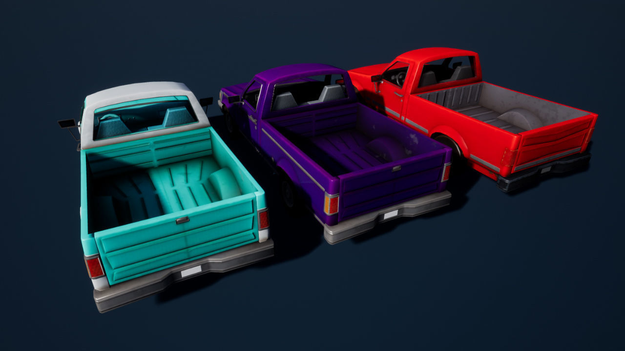 Pickup Truck Stylized Vehicle Low-poly 3D model_1