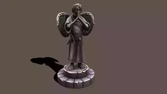Statue holy kid Low-poly 3D model