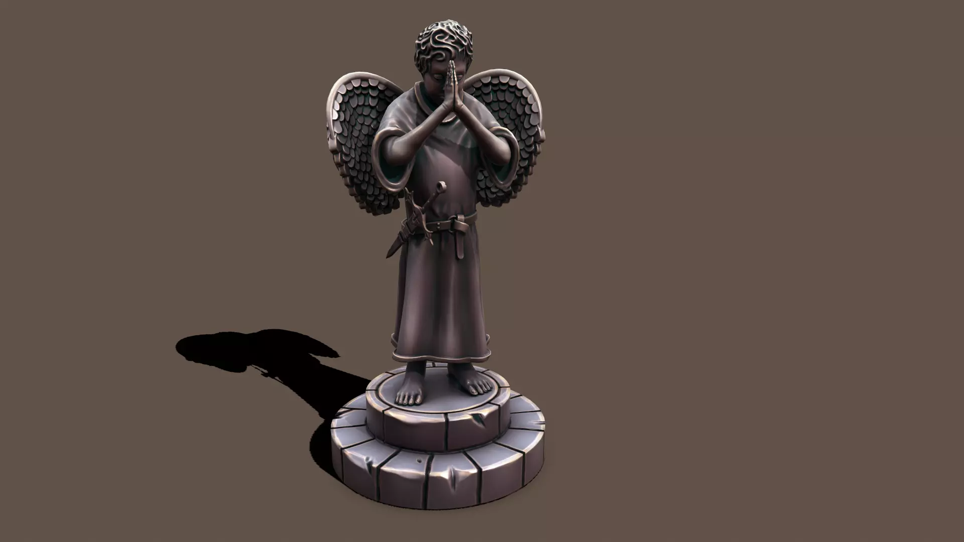 Statue holy kid Low-poly 3D model_0