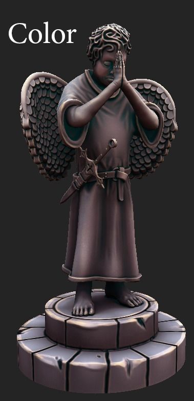 Statue holy kid Low-poly 3D model_6