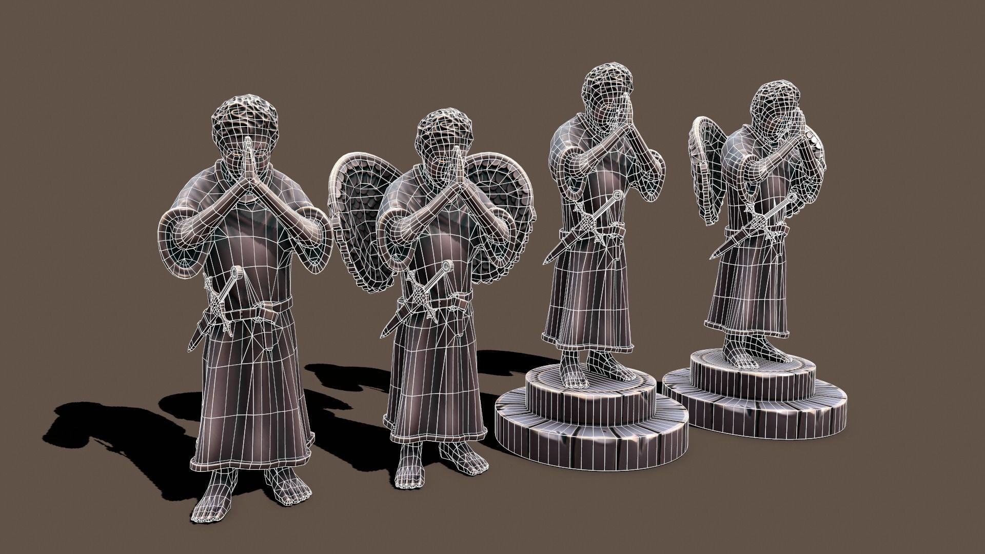 Statue holy kid Low-poly 3D model_5