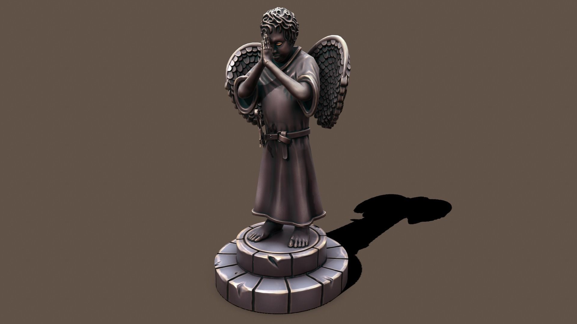 Statue holy kid Low-poly 3D model_1
