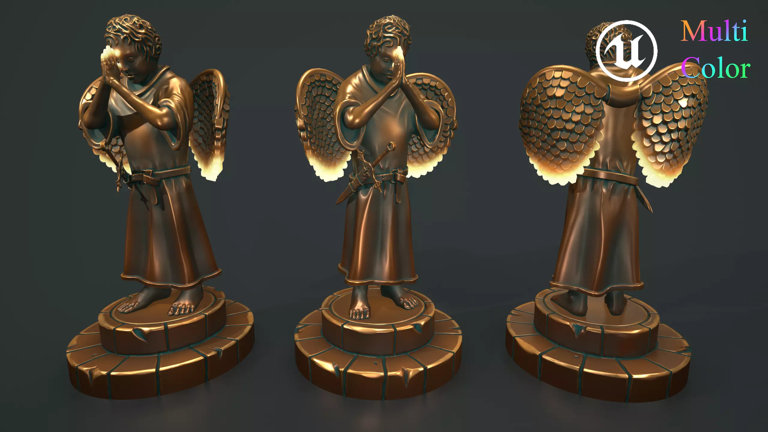 Statue Holy Kid Low-poly 3D model