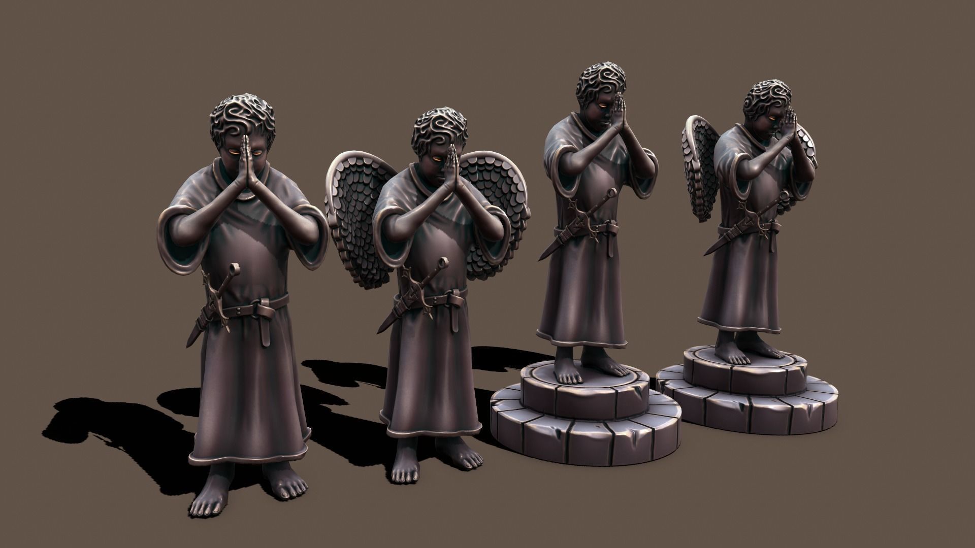 Statue holy kid Low-poly 3D model_3