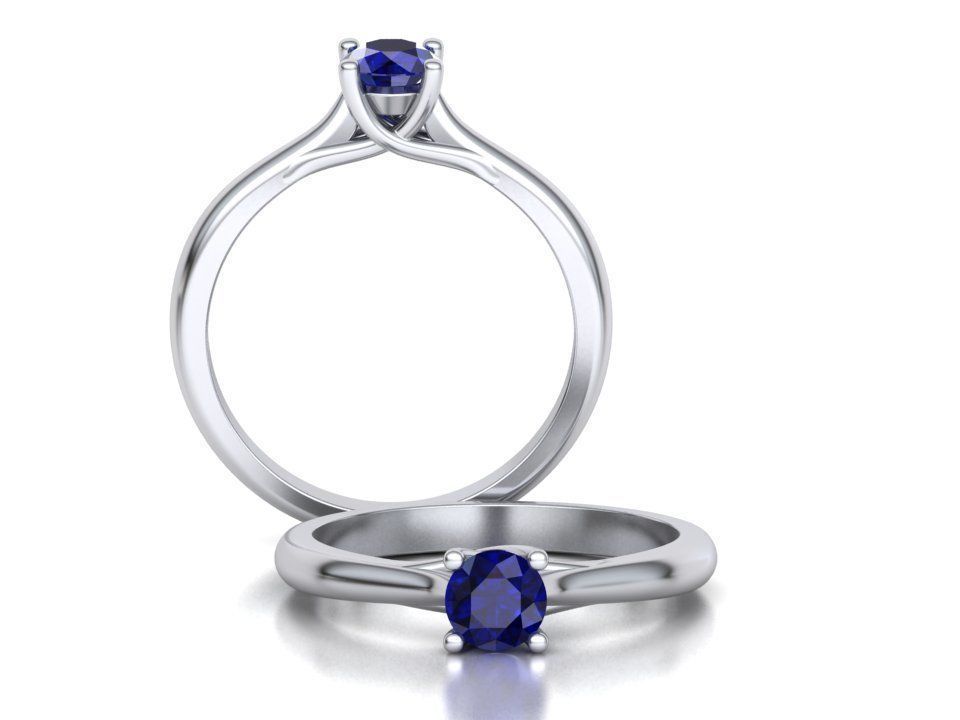 Classic Solitaire Engagement ring 4 prong design 3dmodel 3D print model_1