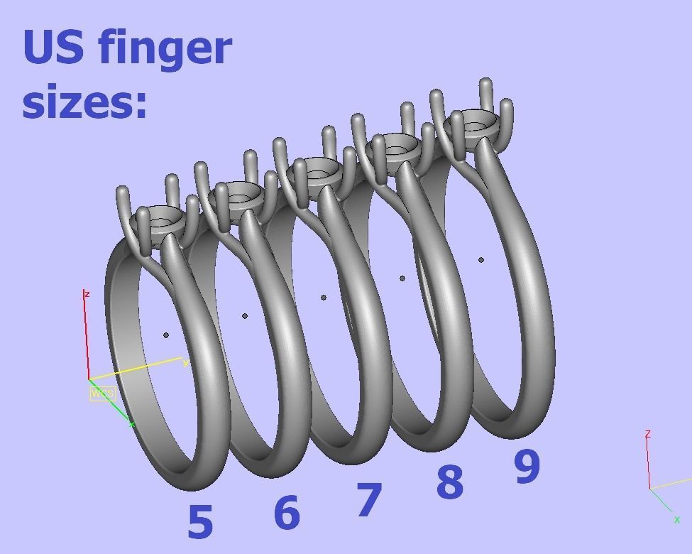 Classic Solitaire Engagement ring 4 prong design 3dmodel 3D print model_6