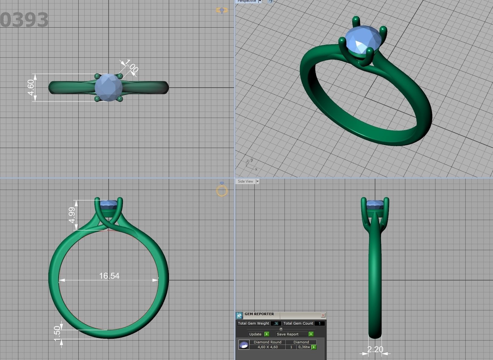 Classic Solitaire Engagement ring 4 prong design 3dmodel 3D print model_4