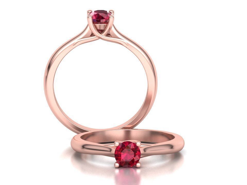 Classic Solitaire Engagement ring 4 prong design 3dmodel 3D print model_3