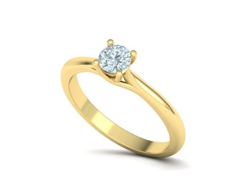 Classic Solitaire Engagement ring 4 prong design 3dmodel 3D print model_9