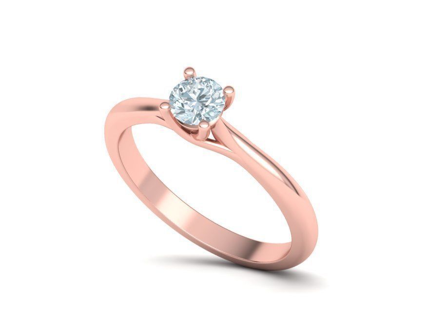 Classic Solitaire Engagement ring 4 prong design 3dmodel 3D print model_11