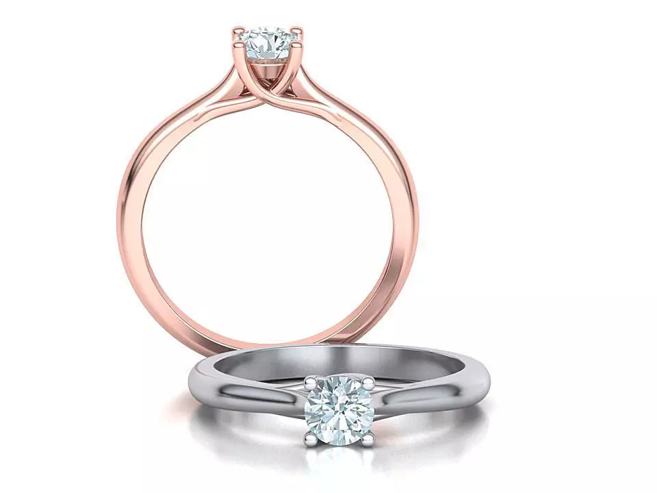 Classic Solitaire Engagement ring 4 prong design 3dmodel 3D print model_0