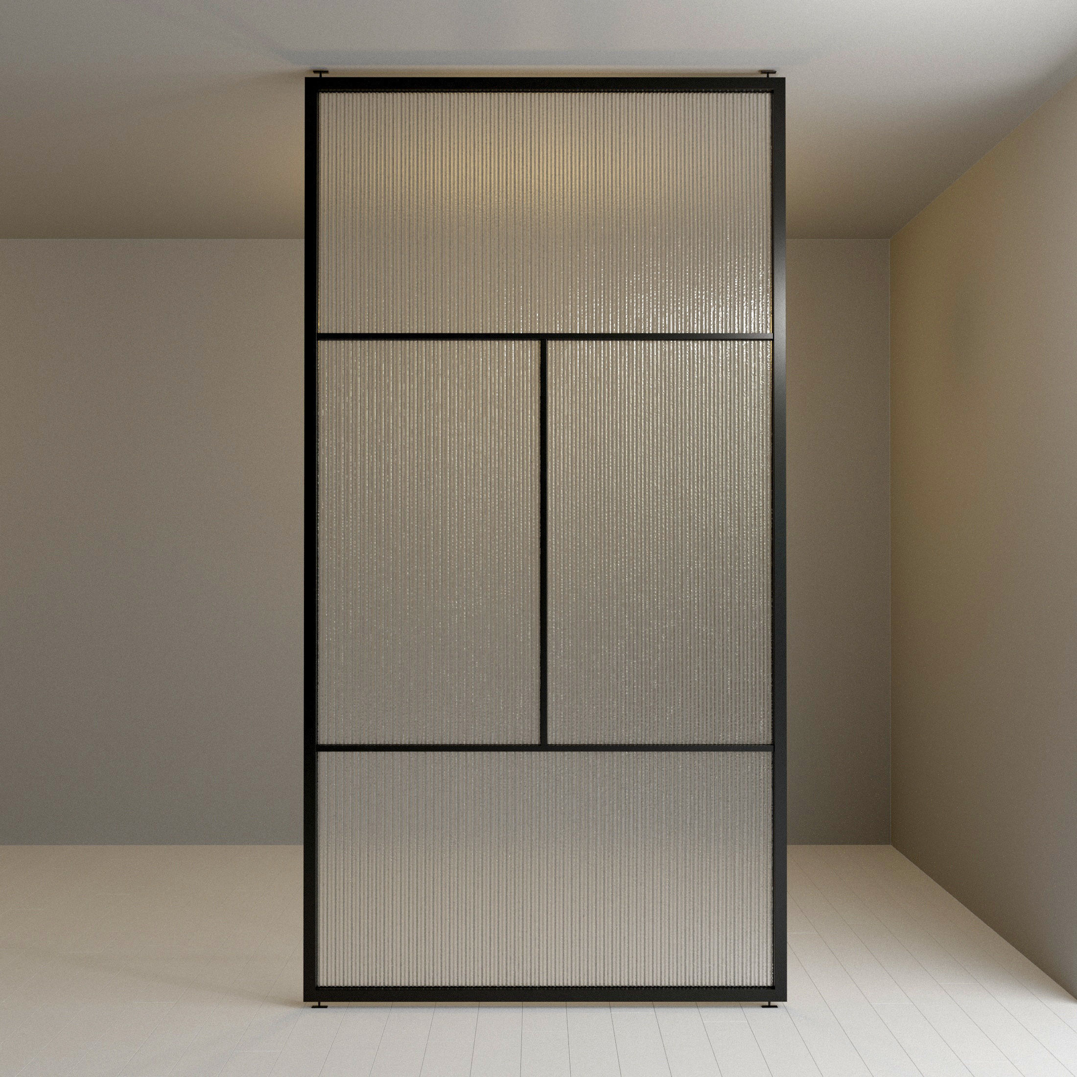 Glass partition door Low-poly 3D model_2