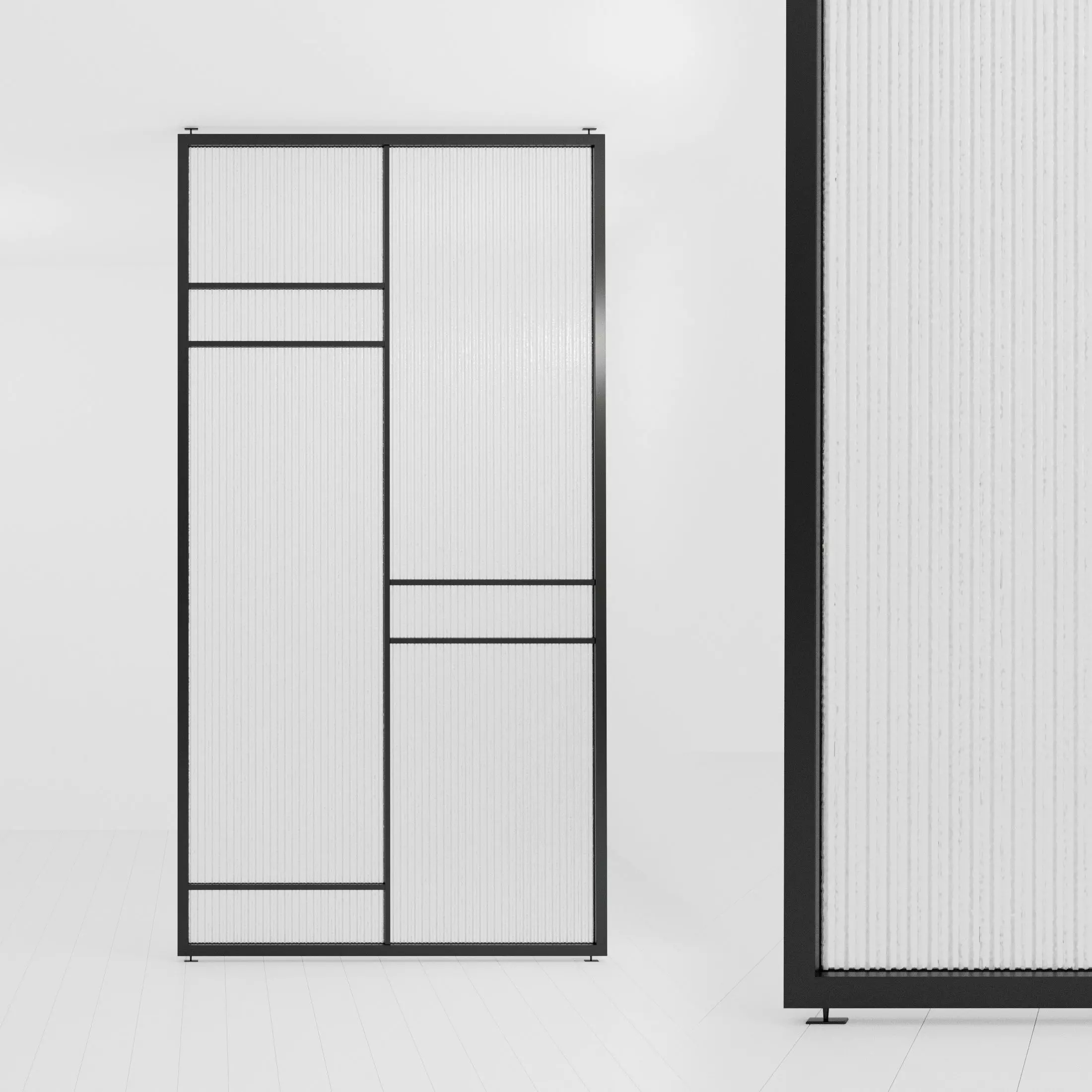 Glass partition door 60 Low-poly 3D model_0