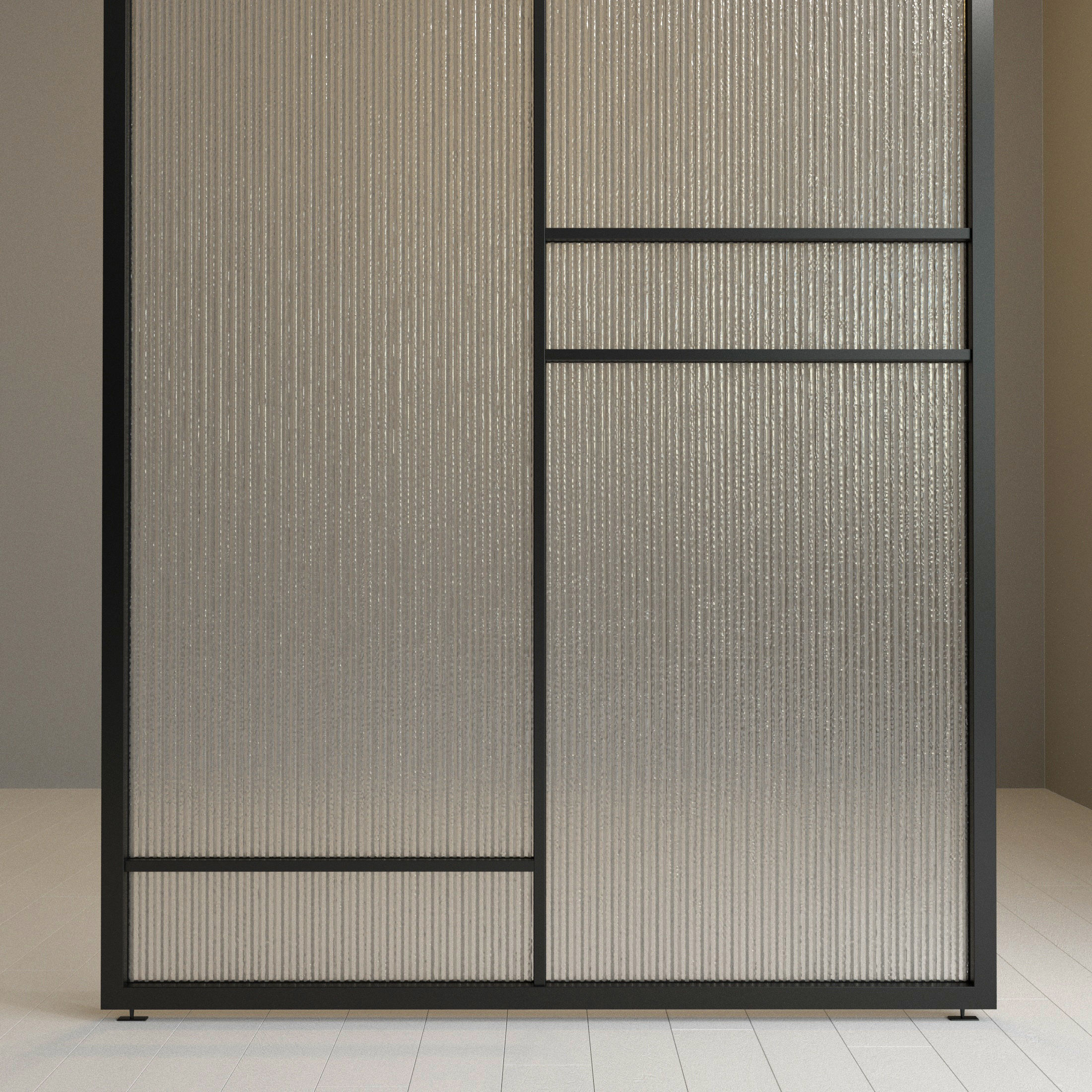 Glass partition door 60 Low-poly 3D model_1