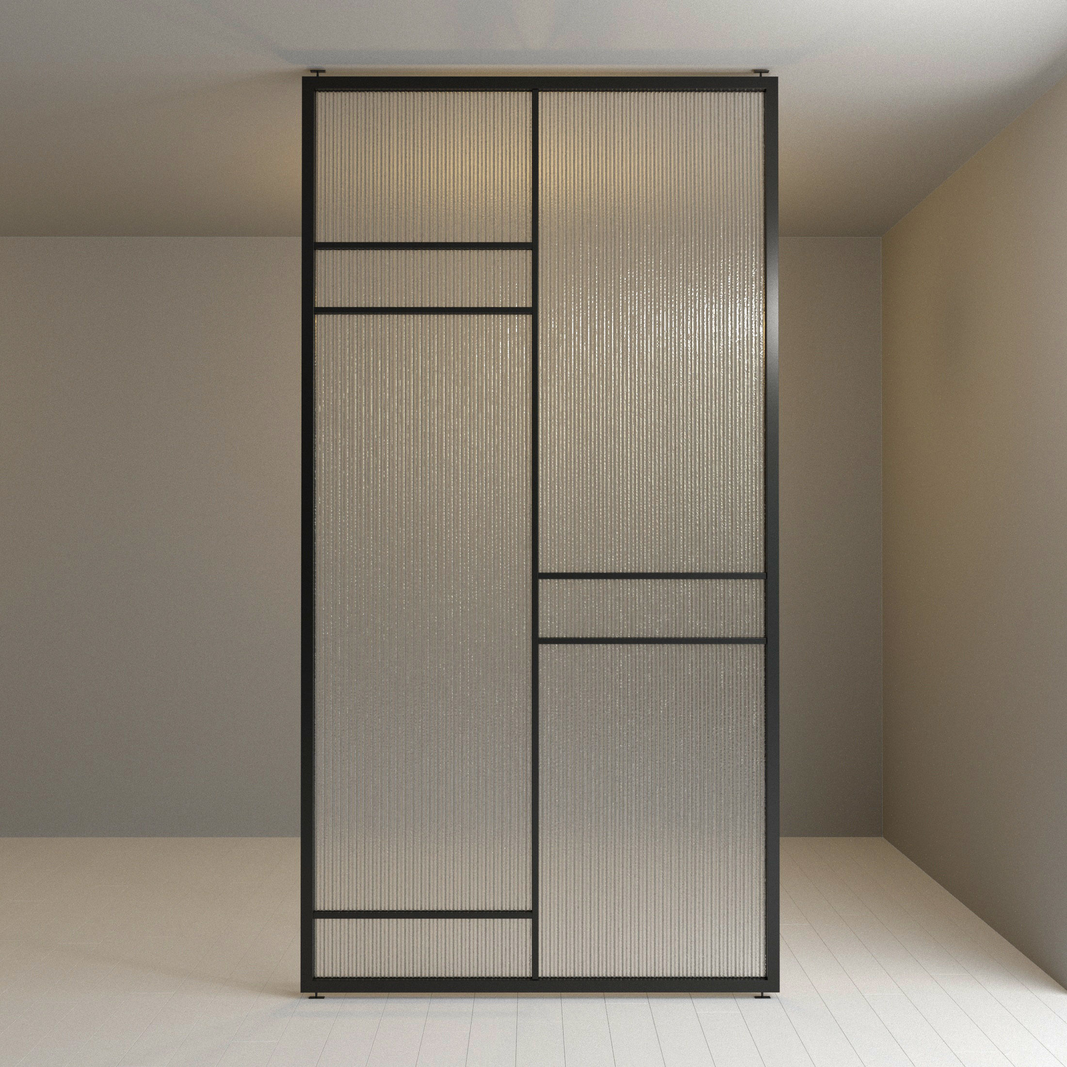 Glass partition door 60 Low-poly 3D model_2