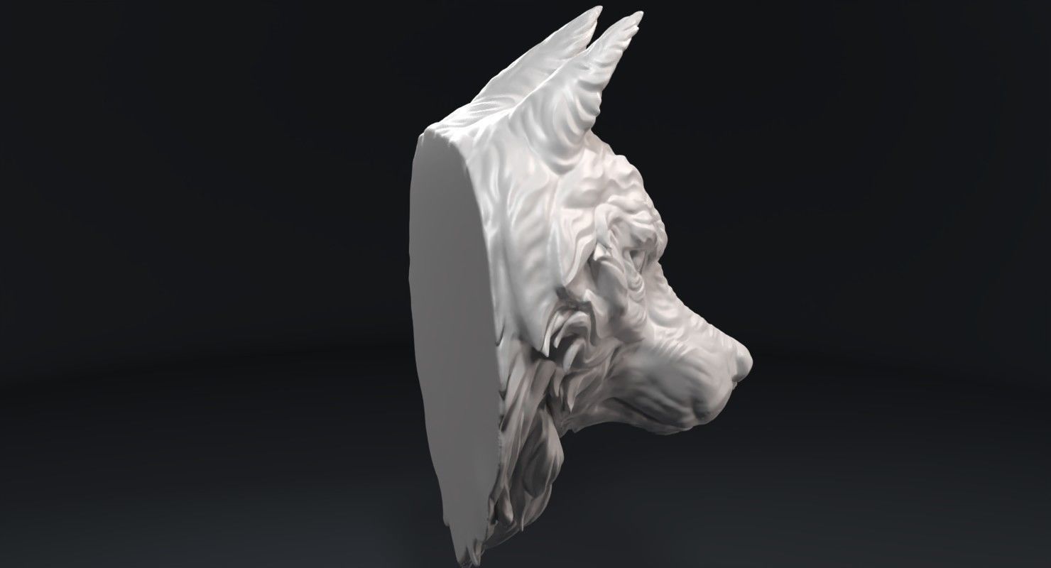 Wolf Head Sculpture 3D print model_2