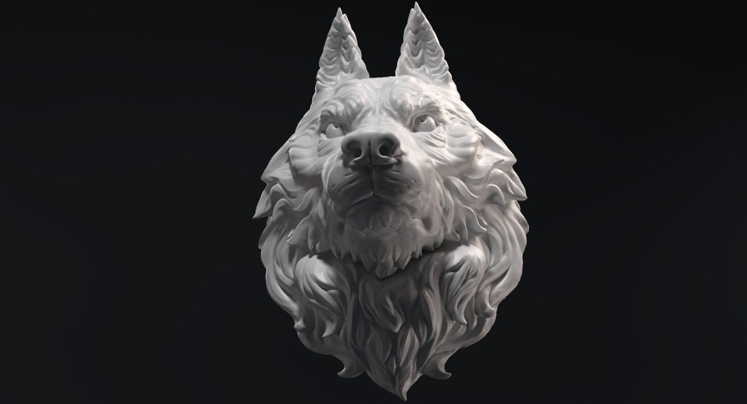Wolf Head Sculpture 3D print model_6