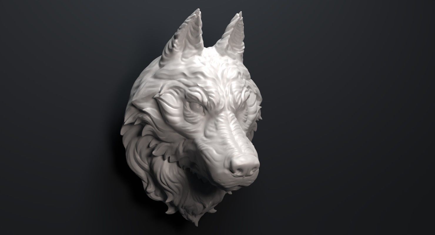 Wolf Head Sculpture 3D print model_8