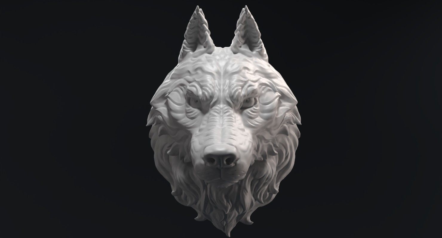 Wolf Head Sculpture 3D print model_1