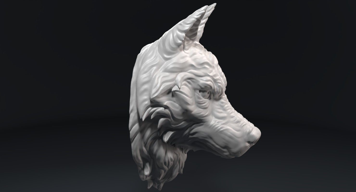 Wolf Head Sculpture 3D print model_3