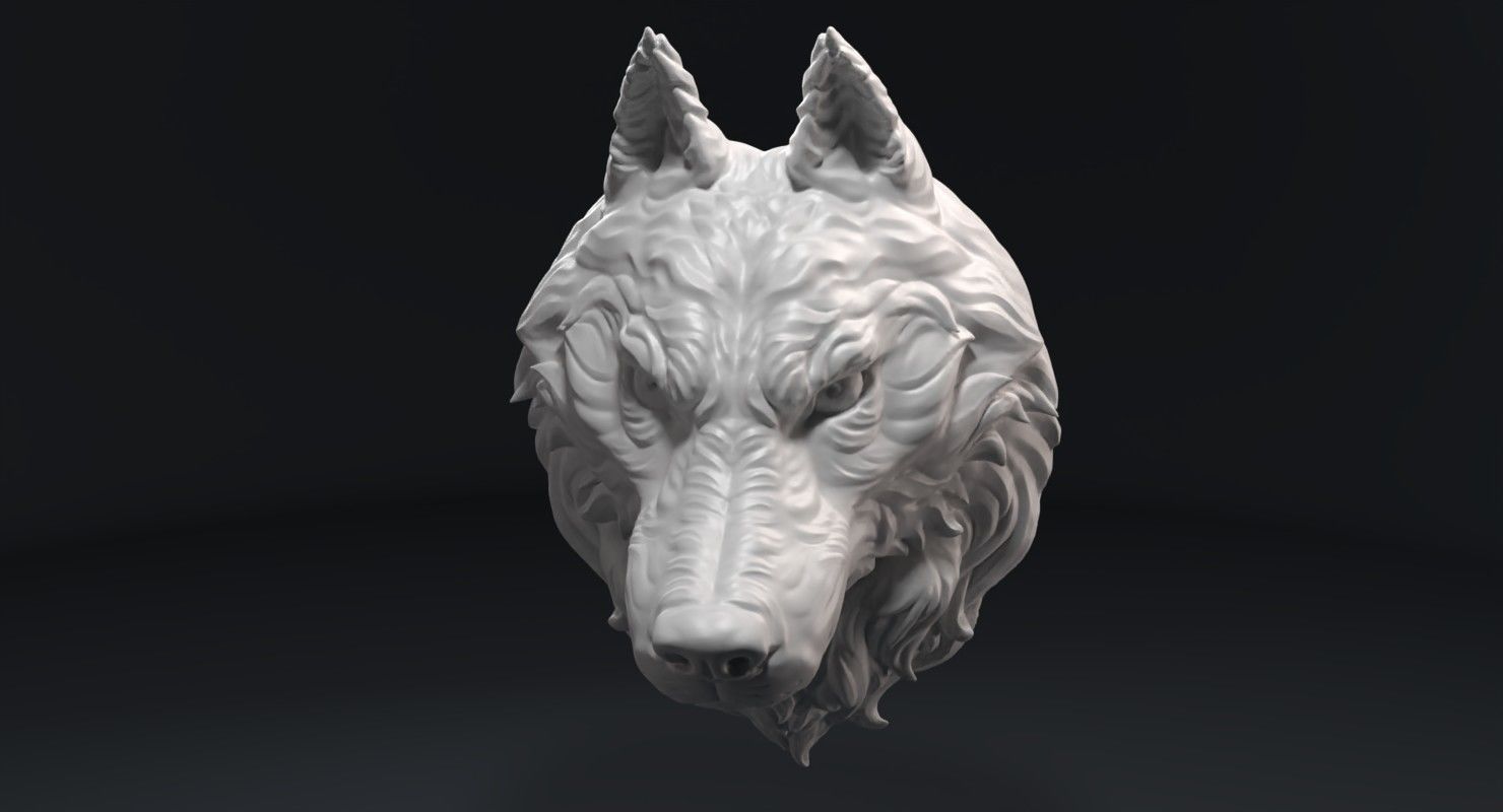 Wolf Head Sculpture 3D print model_7