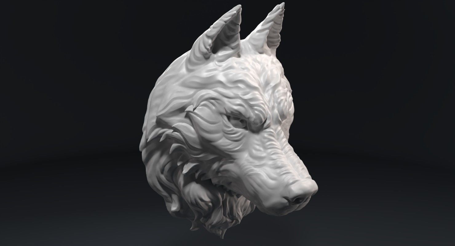 Wolf Head Sculpture 3D print model_10