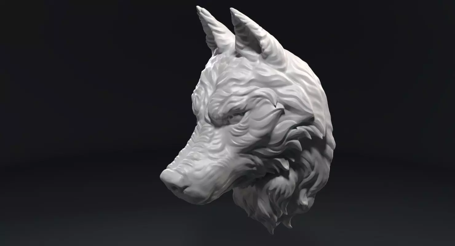 Wolf Head Sculpture 3D print model_0