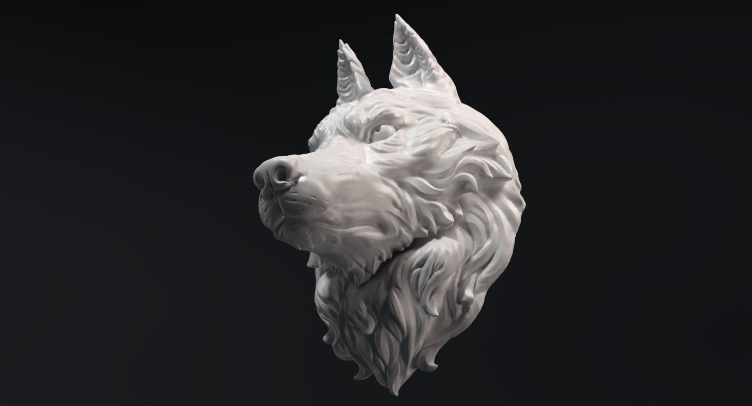 Wolf Head Sculpture 3D print model_5