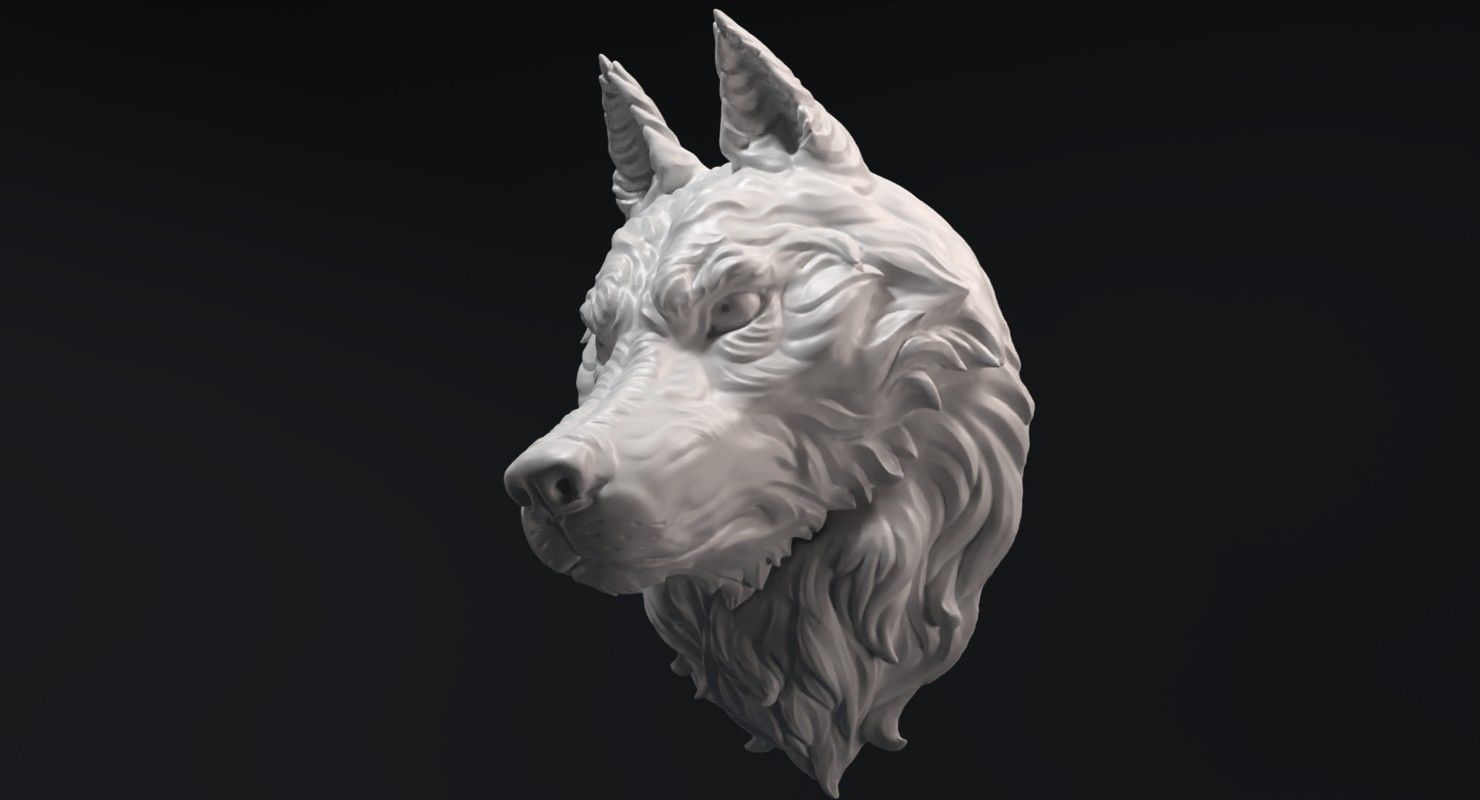 Wolf Head Sculpture 3D print model_9