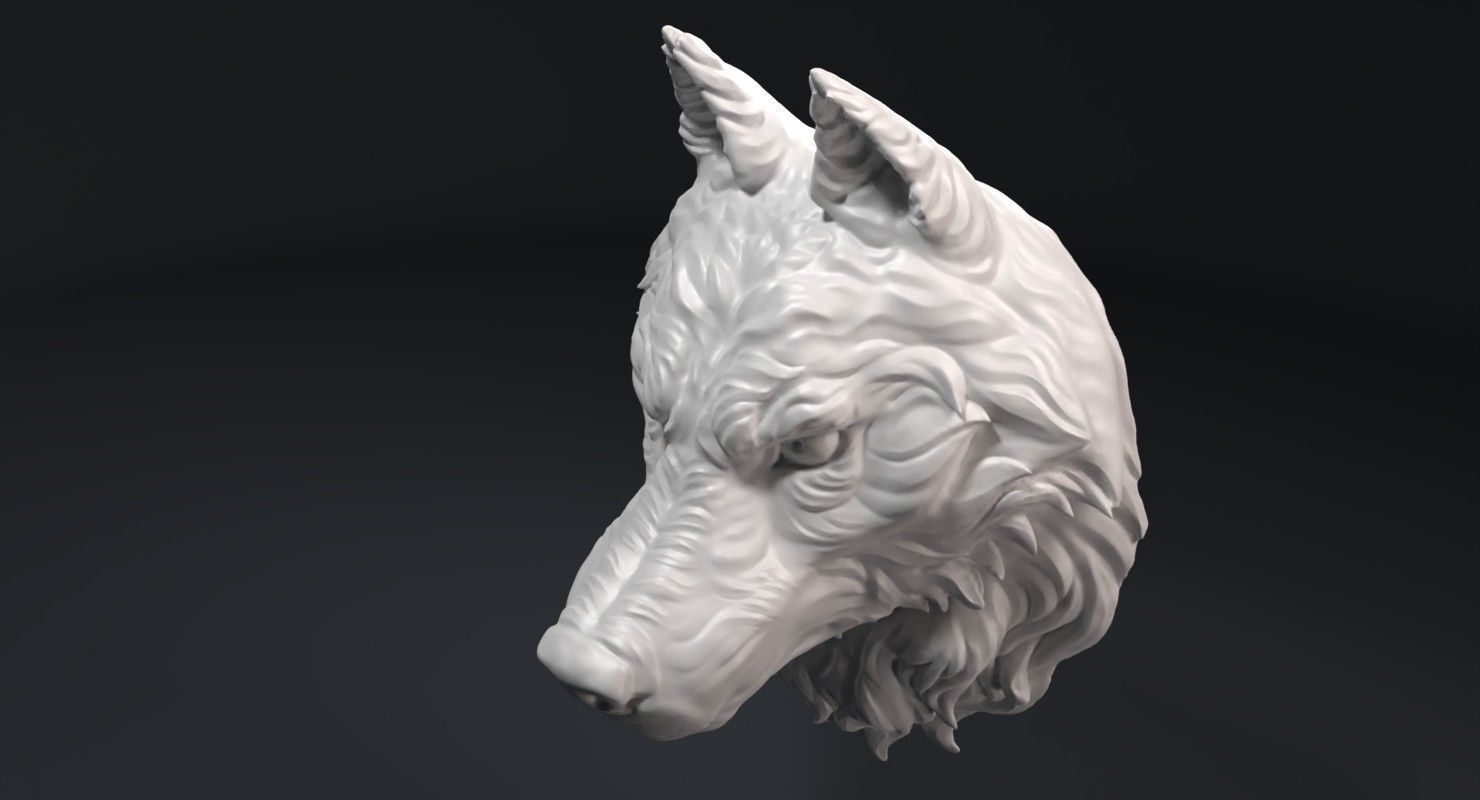 Wolf Head Sculpture 3D print model_4