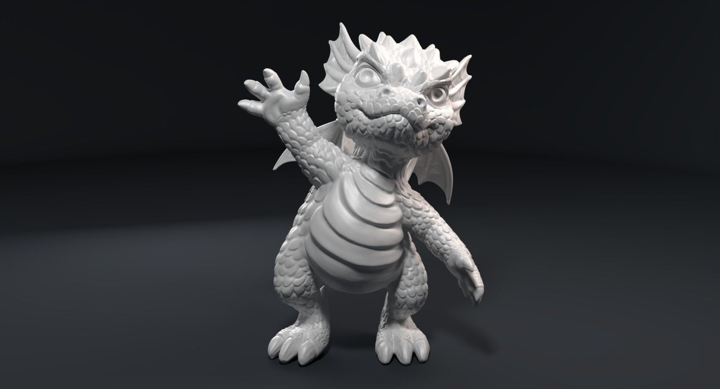 Kid dragon figurine 3D print model_1