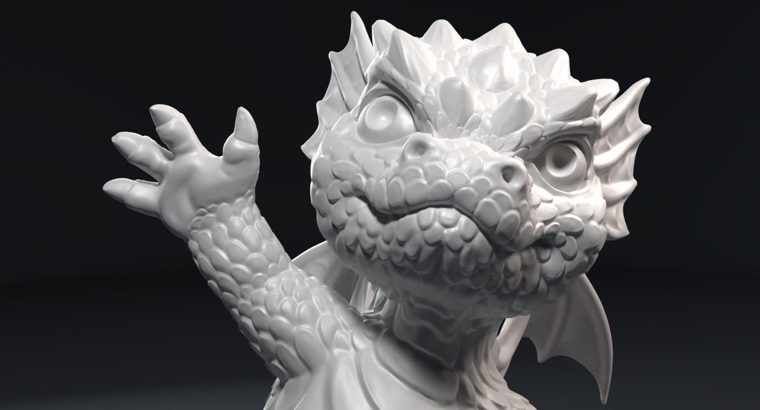 Kid dragon figurine 3D print model_9
