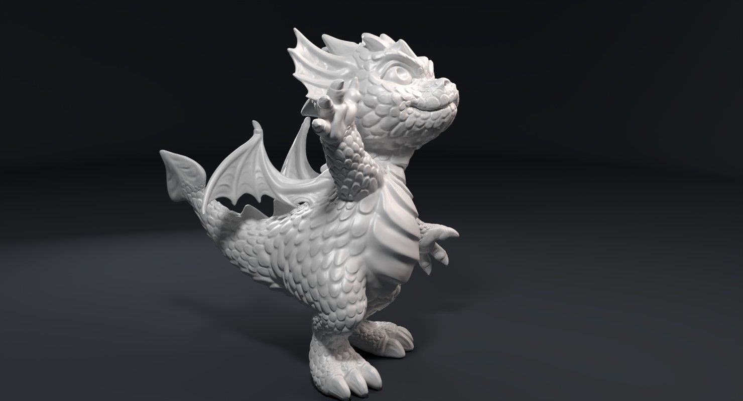 Kid dragon figurine 3D print model_2