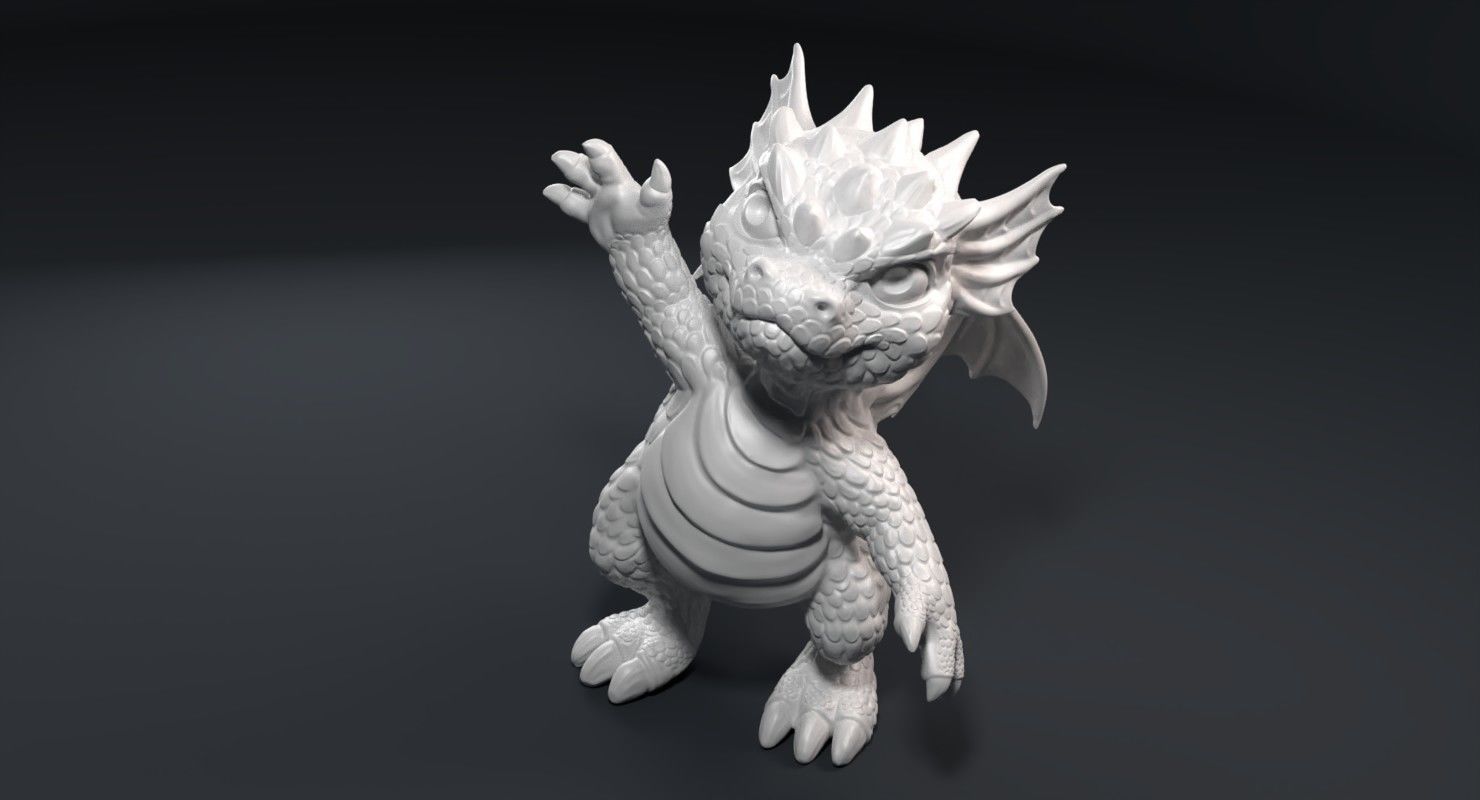 Kid dragon figurine 3D print model_5