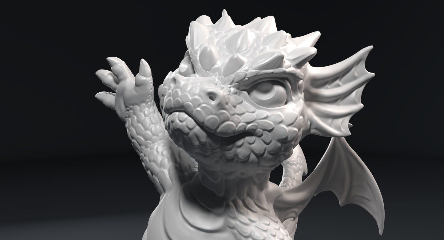 Kid dragon figurine 3D print model_10