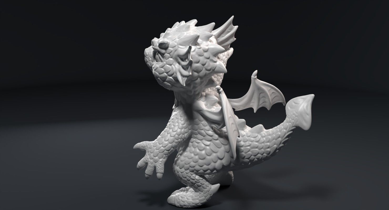 Kid dragon figurine 3D print model_3
