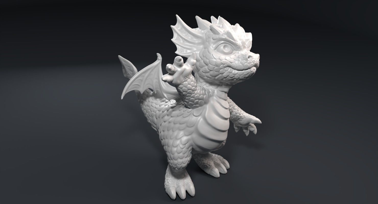 Kid dragon figurine 3D print model_4