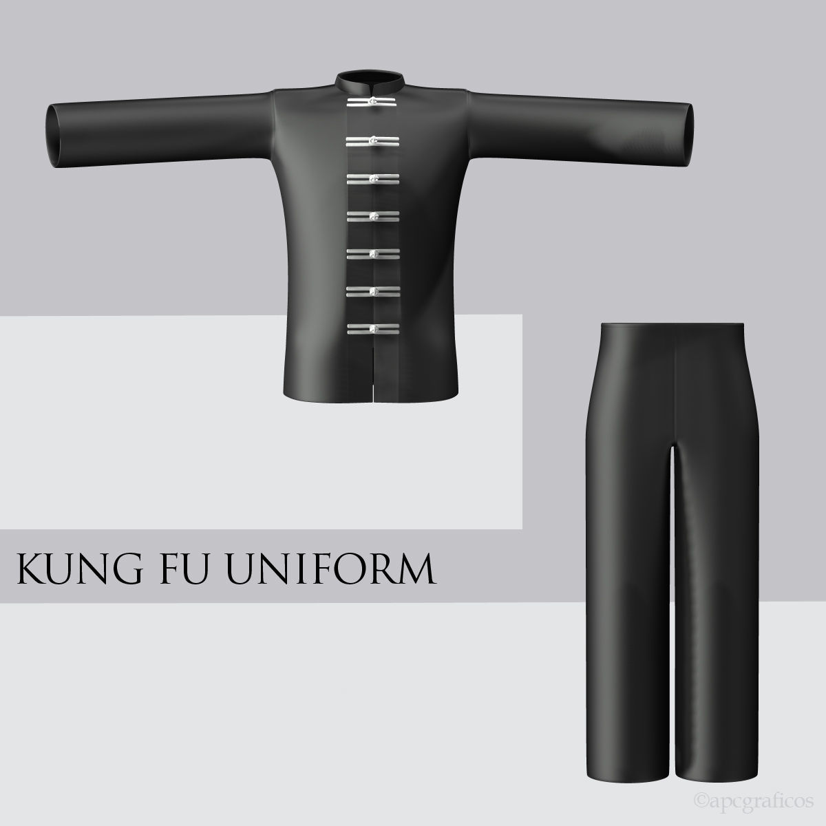 Kunf Fu Uniform 3D model_2