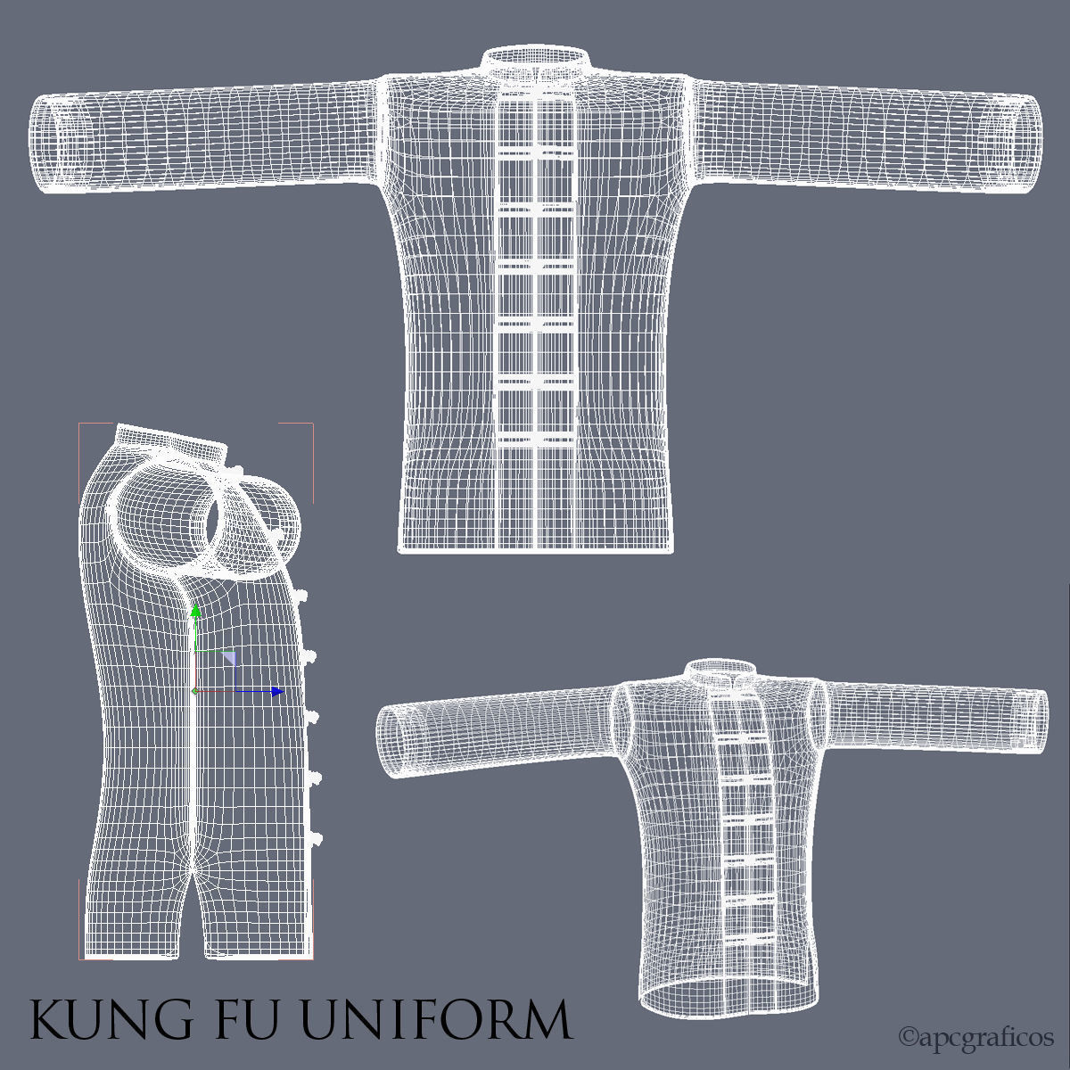 Kunf Fu Uniform 3D model_8