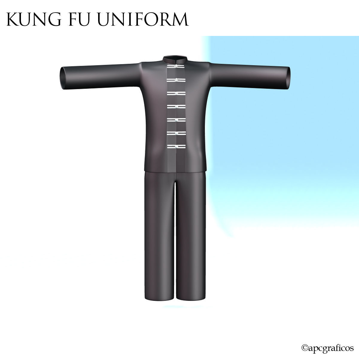 Kunf Fu Uniform 3D model_3