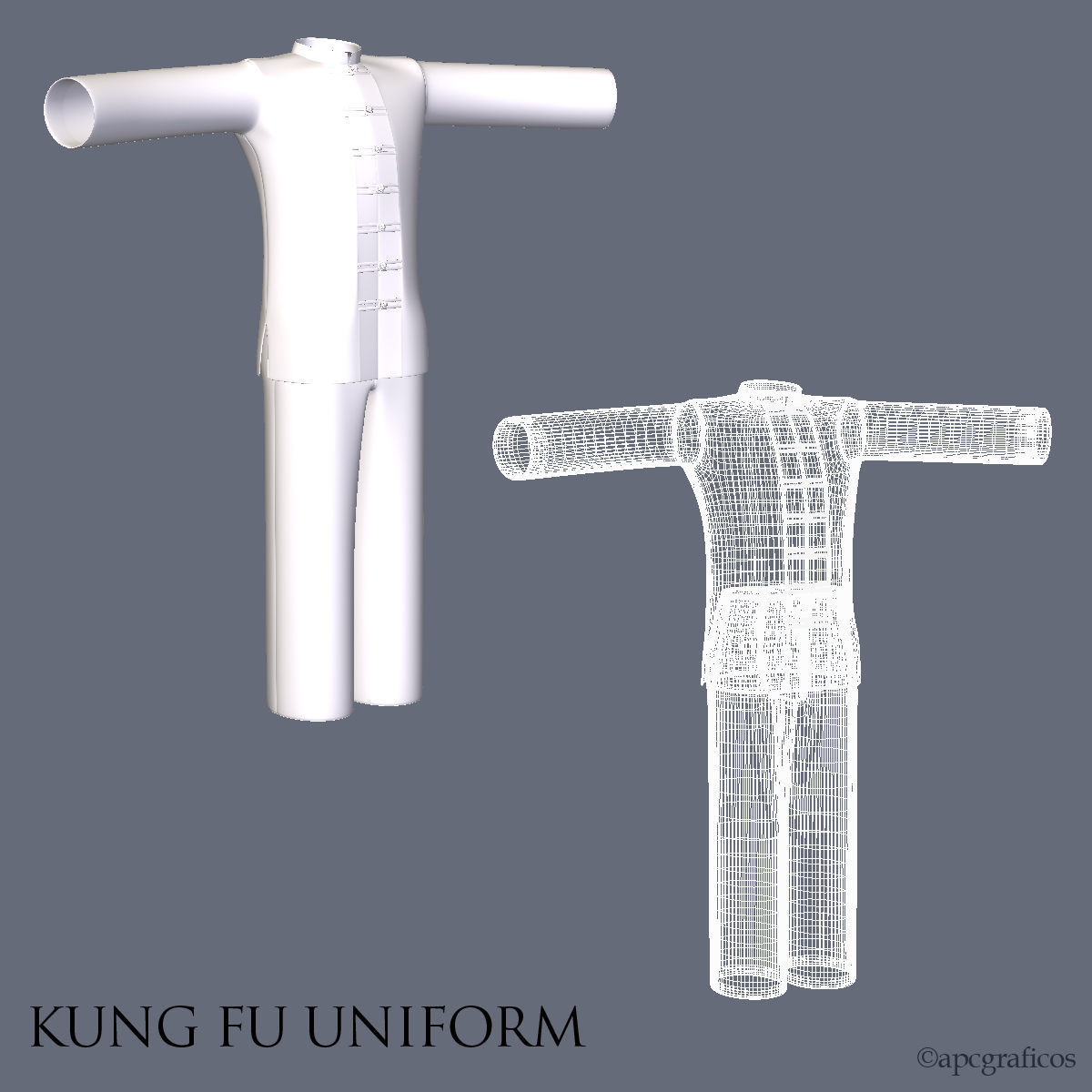 Kunf Fu Uniform 3D model_7